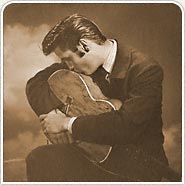 Elvis Presley pictures sepia profile with guitar